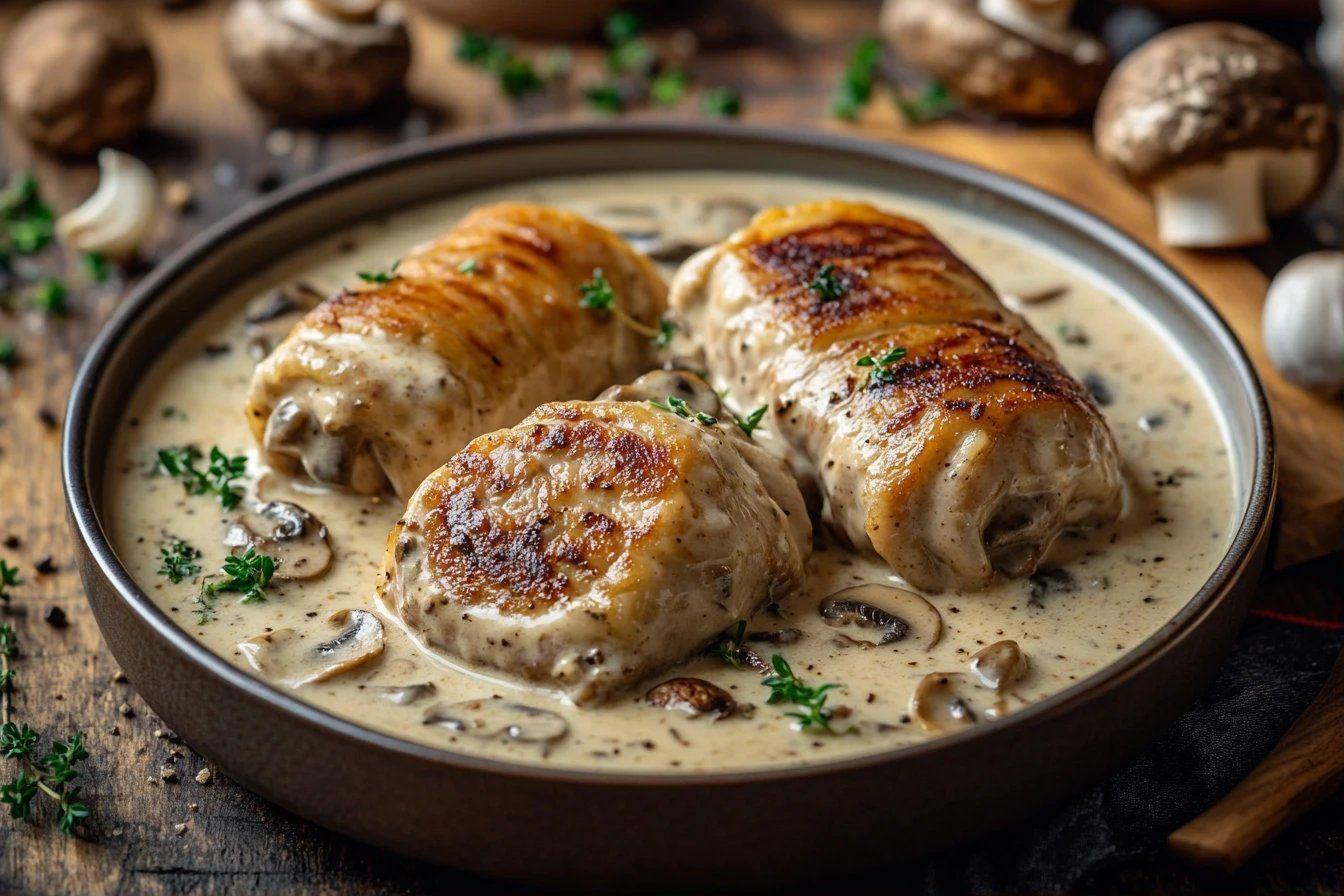 Recette de paupiettes de veau à la crème et aux champignons facile