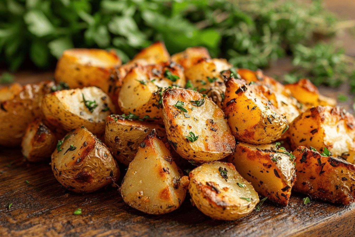 Pommes de terre au four avec sauce aux fines herbes et à l’ail