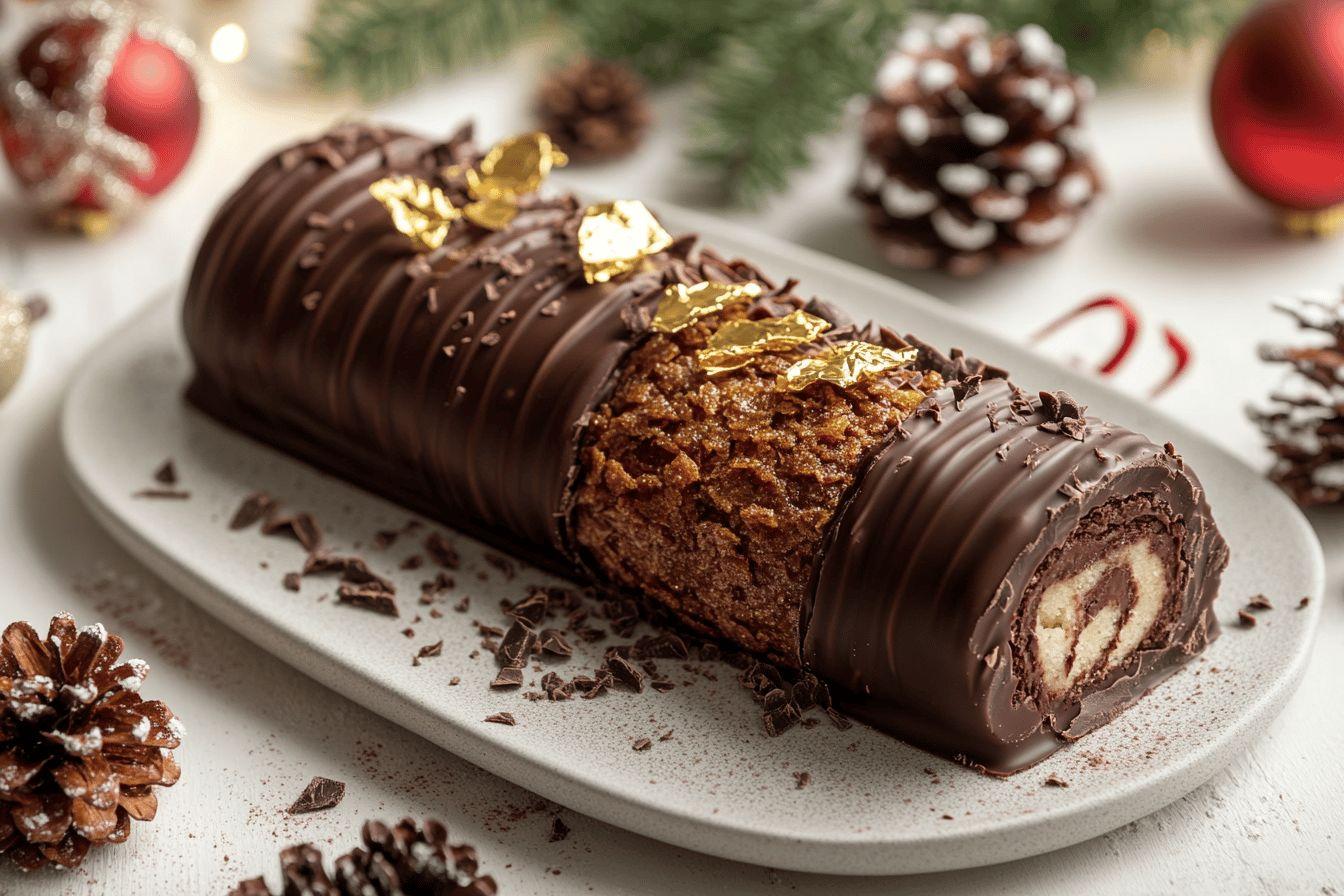 Bûche de noël chocolat avec insert croustillant – recette facile